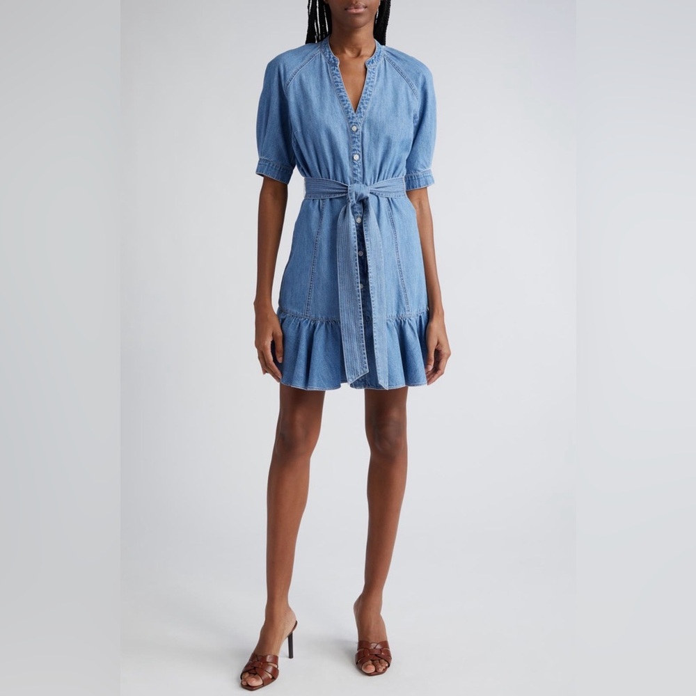 Veronica Beard Kanika Belted Denim Mini Dress Large